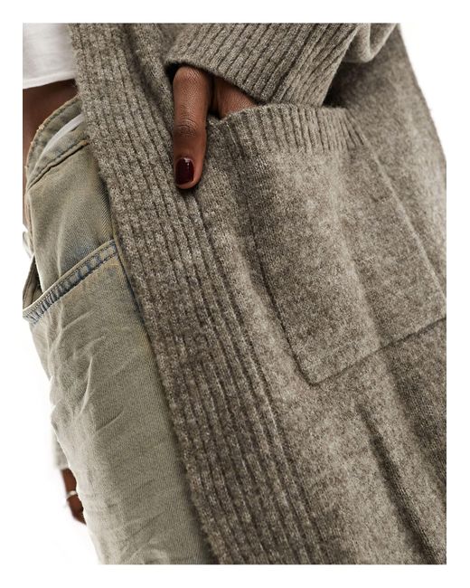 Monki Gray Knitted Longline Cardigan