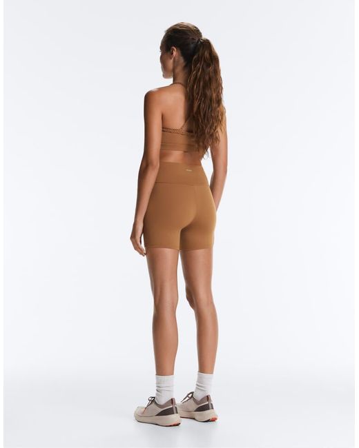 Oysho Brown Comfortlux High-rise 10cm Hot Pants