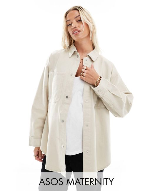 ASOS White Asos Design Maternity Oversized Twill Jacket