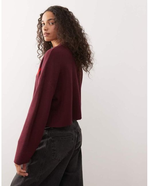 Noisy May Red Crew Neck Boxy Knit