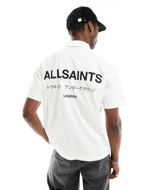 AllSaints White Underground Short Sleeve Polo Shirt for men