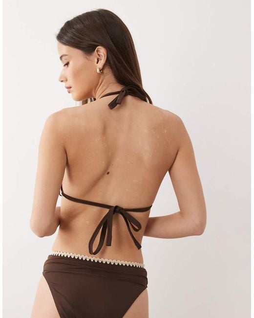 ASOS Natural Fuller Bust Whitney Whip Positano High Apex Triangle Bikini Top