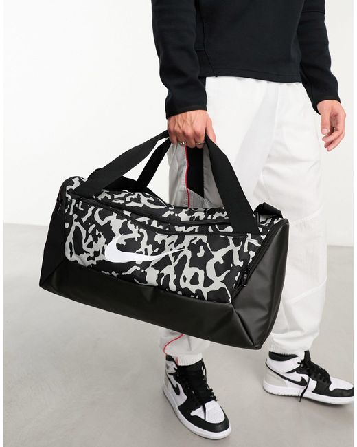Nike Black Brasilia Aop Duffle Bag for men