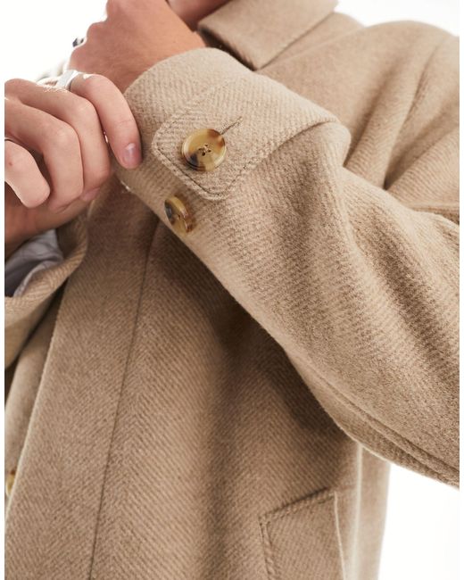 Abercrombie & Fitch – fischgrät-mantel aus wollmischung in Multicolor für Herren