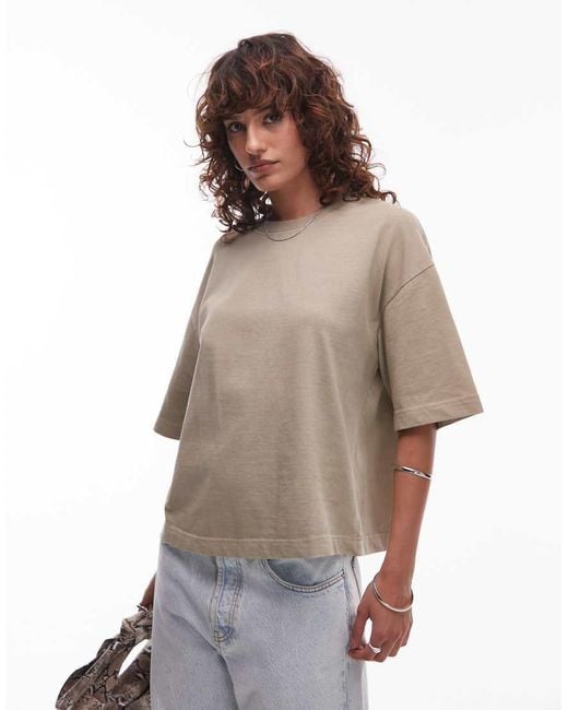 Mango Brown Cotton Premium Boxy Drop Sleeve T-shirt