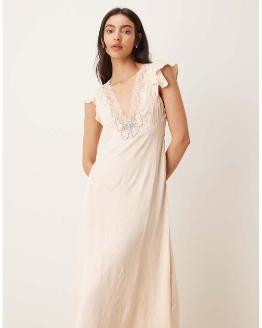 Free People Natural Tied With Joy Midi Slip Dress