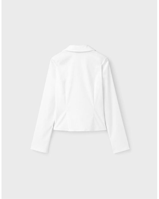 Stradivarius White V-neck Gathered Shirt