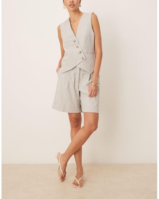 Y.A.S Natural Tailored Pleat Front Longline Shorts
