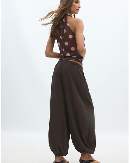 Stradivarius White Flowy Sarouel Trousers