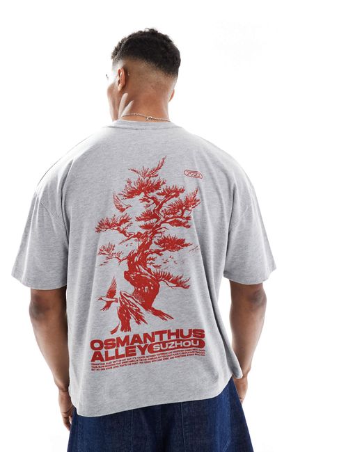 ASOS Red Boxy Oversized T-shirt With Front And Back Graphic for men