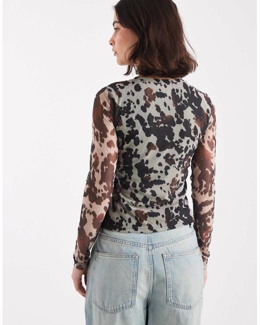 ONLY White Long Sleeve Mesh Top