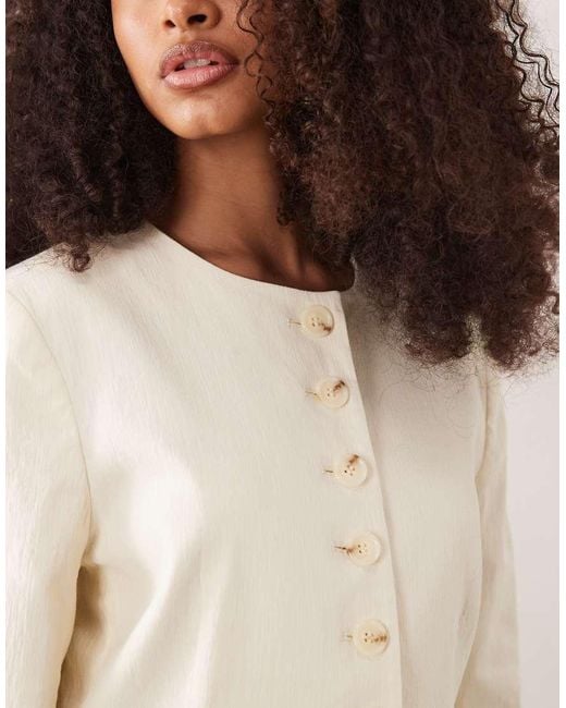 ARKET Natural Linen Look Collarless Blazer