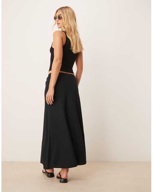 Abercrombie & Fitch Black Bias Cut Linen Blend Maxi Skirt