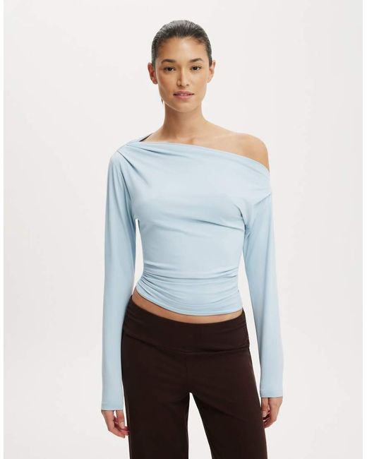 Cotton On Blue Georgie Off Shoulder Long Sleeve