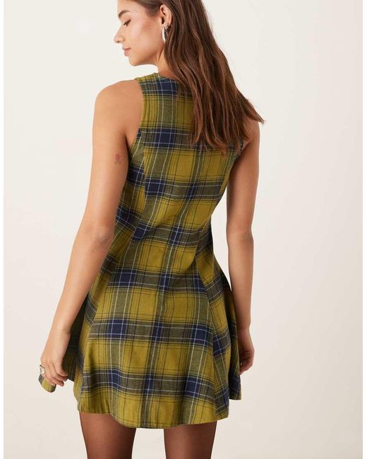 ASOS Green Sleeveless Mini Dress With Box Pleats