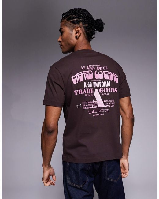 ASOS Brown T-shirt With Text Graphic for men