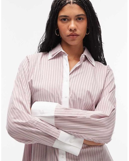 ASOS Pink Double Collar Oversized Shirt