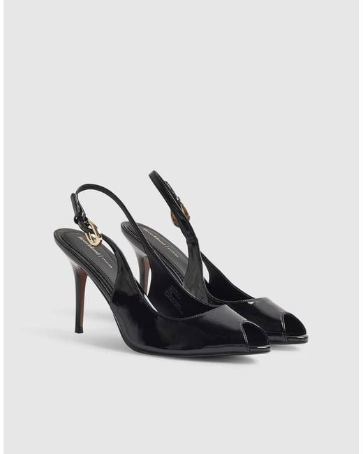 River Island Black Peep Toe Sling Back Court Heels