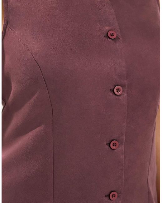 Yours Clothing Purple Suedette Waistcoat