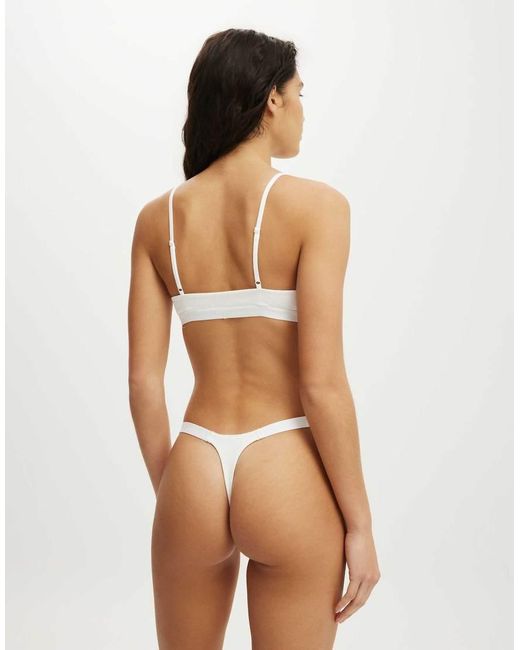 Cotton On Natural Branded Cotton Knot Front Bralette