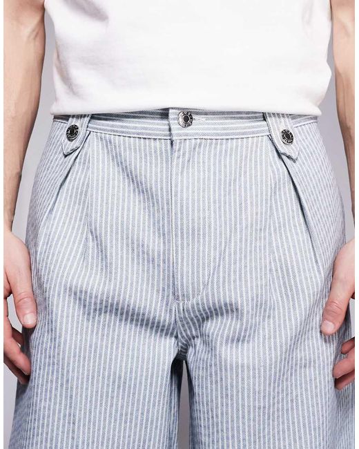 ASOS Purple Premium Pleated Pinstripe Trouser for men