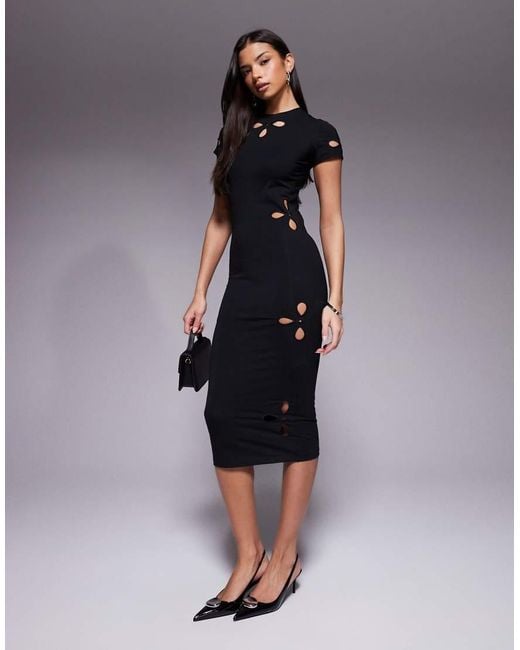 GOOD AMERICAN Blue Cut Out Detail Midi Dress