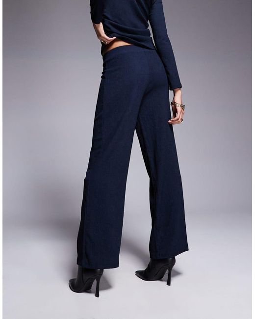 River Island Losse Broek Met Wijde Pijpen En Textuur in het Blue