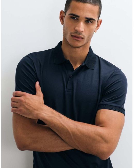SELECTED Blue Short Sleeve Polo for men