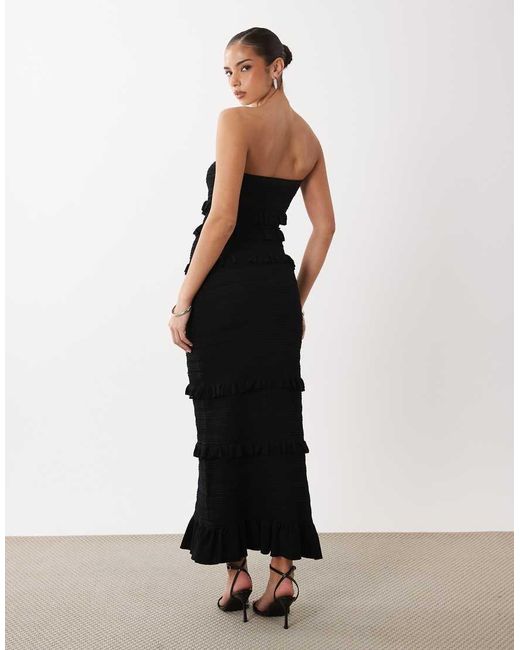 Gina Tricot Natural Tiered Frill Bandeau Maxi Dress