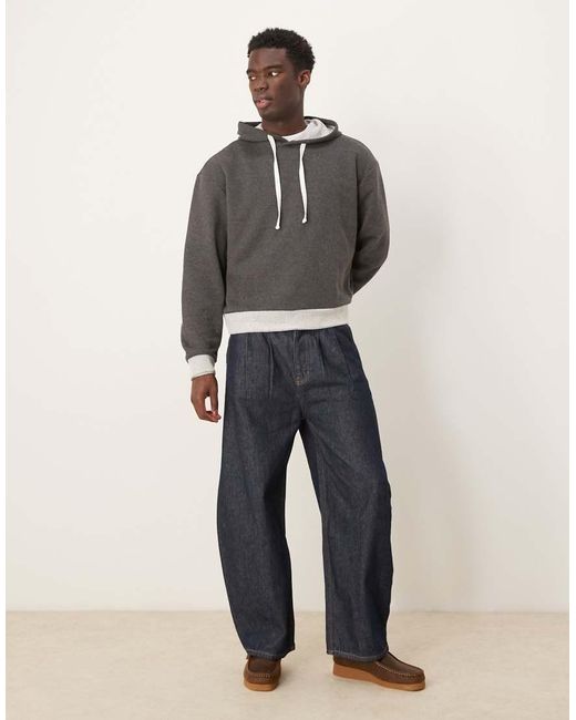 Sudadera Gris Carbón De Corte Cuadrado Extragrande Con Capucha Y Bajo En Contraste De ASOS de hombre de color Gray