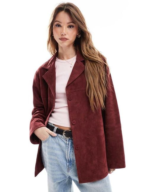 ASOS Red Real Suede 70S Jacket