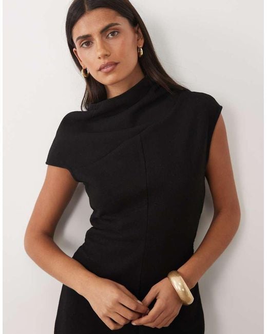 ASOS Black Supersoft Asymmetric Draped Mini Dress