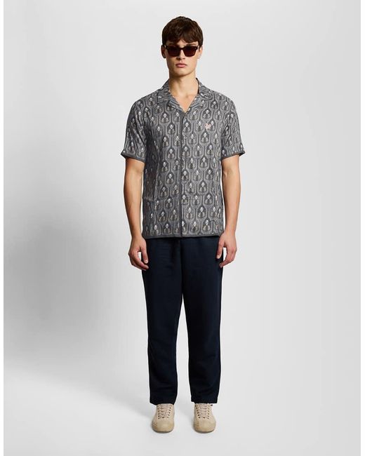 Lyle & Scott Gray Ss Woven Shirts Botanical Shirt for men