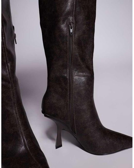 Public Desire Black Third Date High Heeled Knee Boots