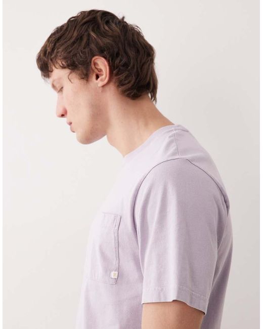 Farah Purple Stacy Short Sleeve Garment Dye Pocket Logo T-shirt for men