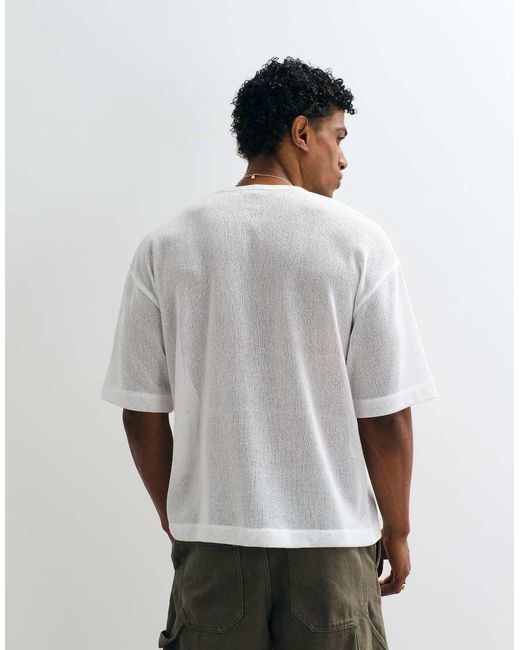 ASOS White Boxy Oversized T-Shirt Henley for men