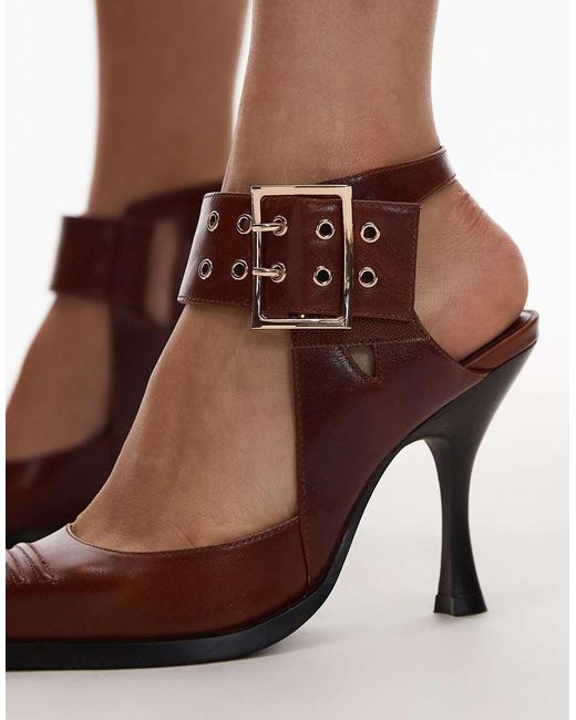 Jeffrey Campbell Natural Pointed Toe Heeled Shoes With Buckle