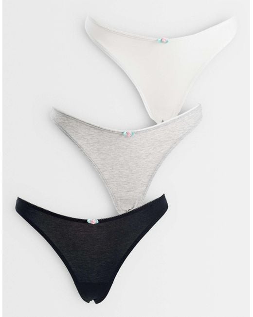 Cotton On White 3 Pack Rosette Thong