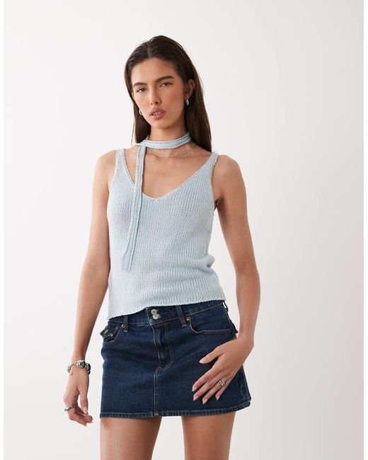 Mango Blue Teen Knit Tank Top With Scarf