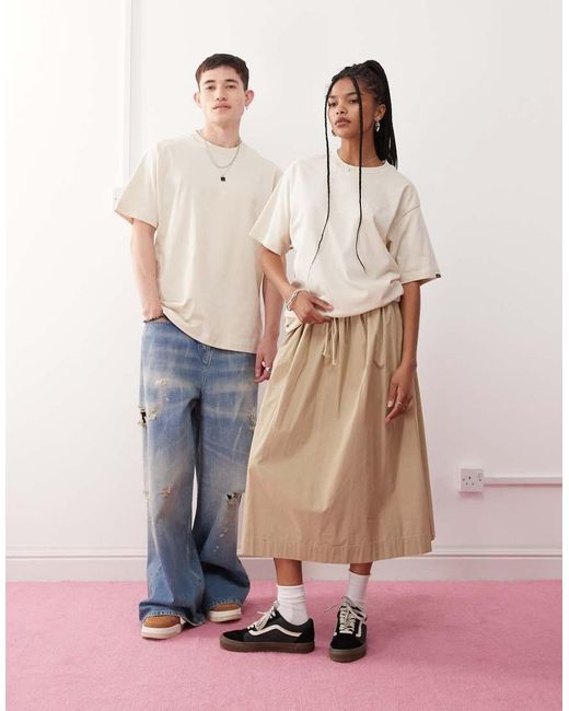 Camiseta Beis Extragrande Con Logo En La Parte Izquierda Del Pecho Exclusiva En Asos De -Marrón Vans de color Natural