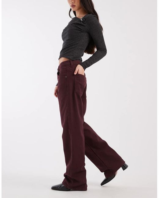 ASOS Red Low Rise Baggy Jeans