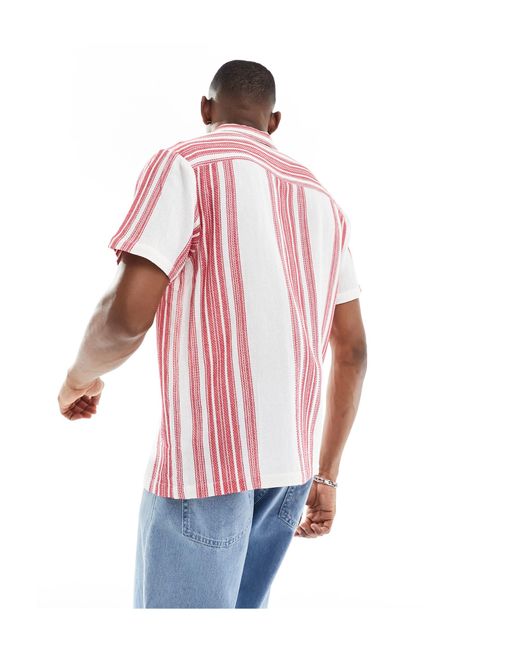 Camicia da mare a righe color bianco e di Another Influence in Red da Uomo