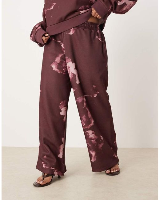 ASOS Red Asos Design Curve Co-ord Straight Leg jogger With All Over Floral Design