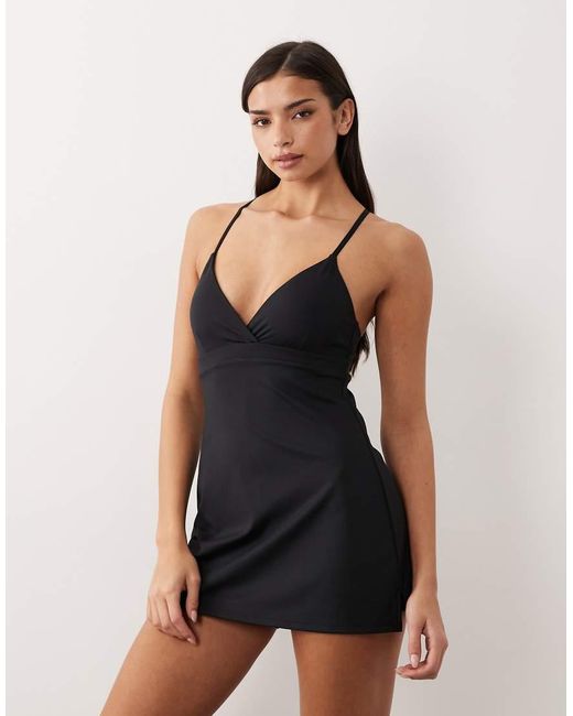 4505 Black Active Tennis Dress With Under Short And Adjustable Straps