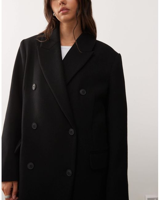 Weekday Black Logan Wool Blend Oversized Double Breasted Coat