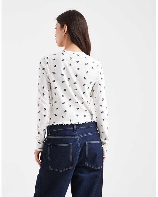ONLY White Flower Print Cardigan