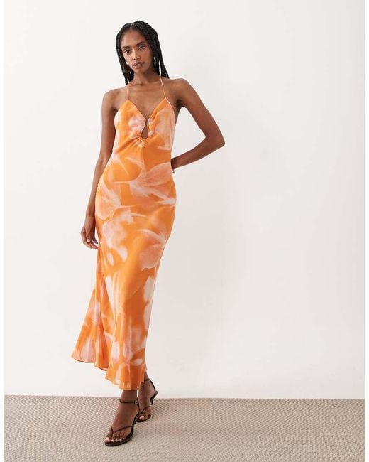 Mango Orange Strappy Maxi Dress