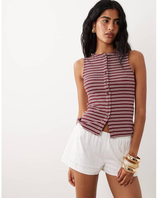 Brave Soul Red Button Down Singlet