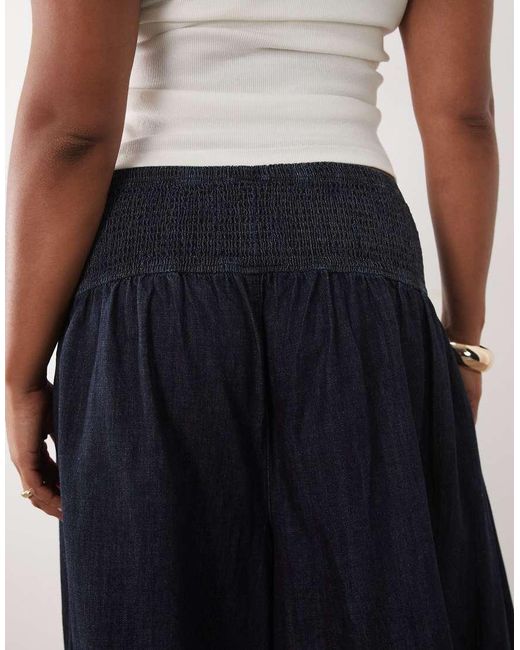 ASOS Black Asos Design Curve Denim Culotte Jeans With Shirred Waistband