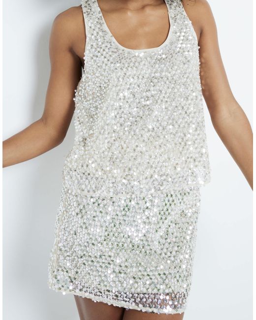 River Island White Embellished Mini Skirt Co-ord